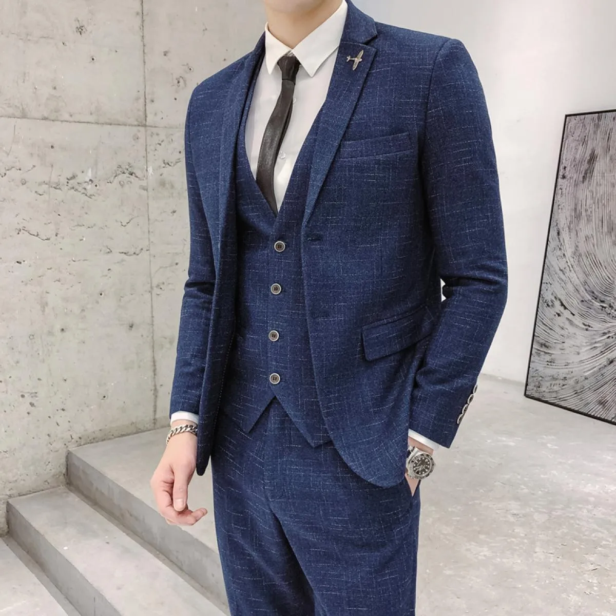 (giacca + pantaloni + gilet) 2023 nuovi abiti da uomo 2 pezzi / 3 pezzi Set uomo business casual festa di nozze giacca maschile