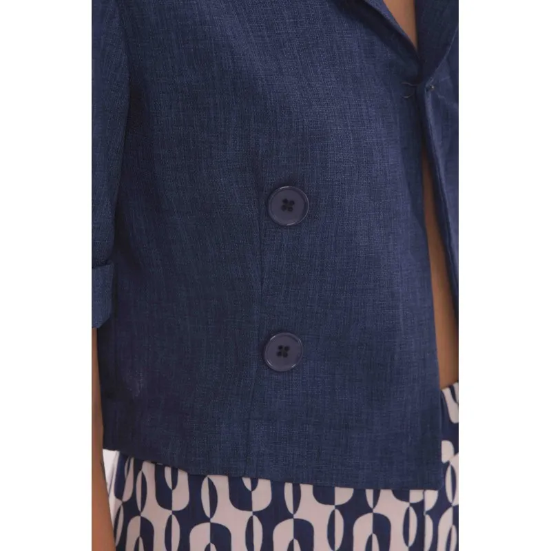 GIACCA CROPPED 3/4 FIAMMATO BLU