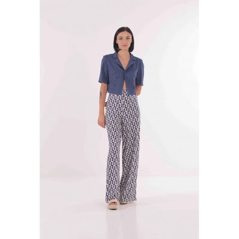 GIACCA CROPPED 3/4 FIAMMATO BLU