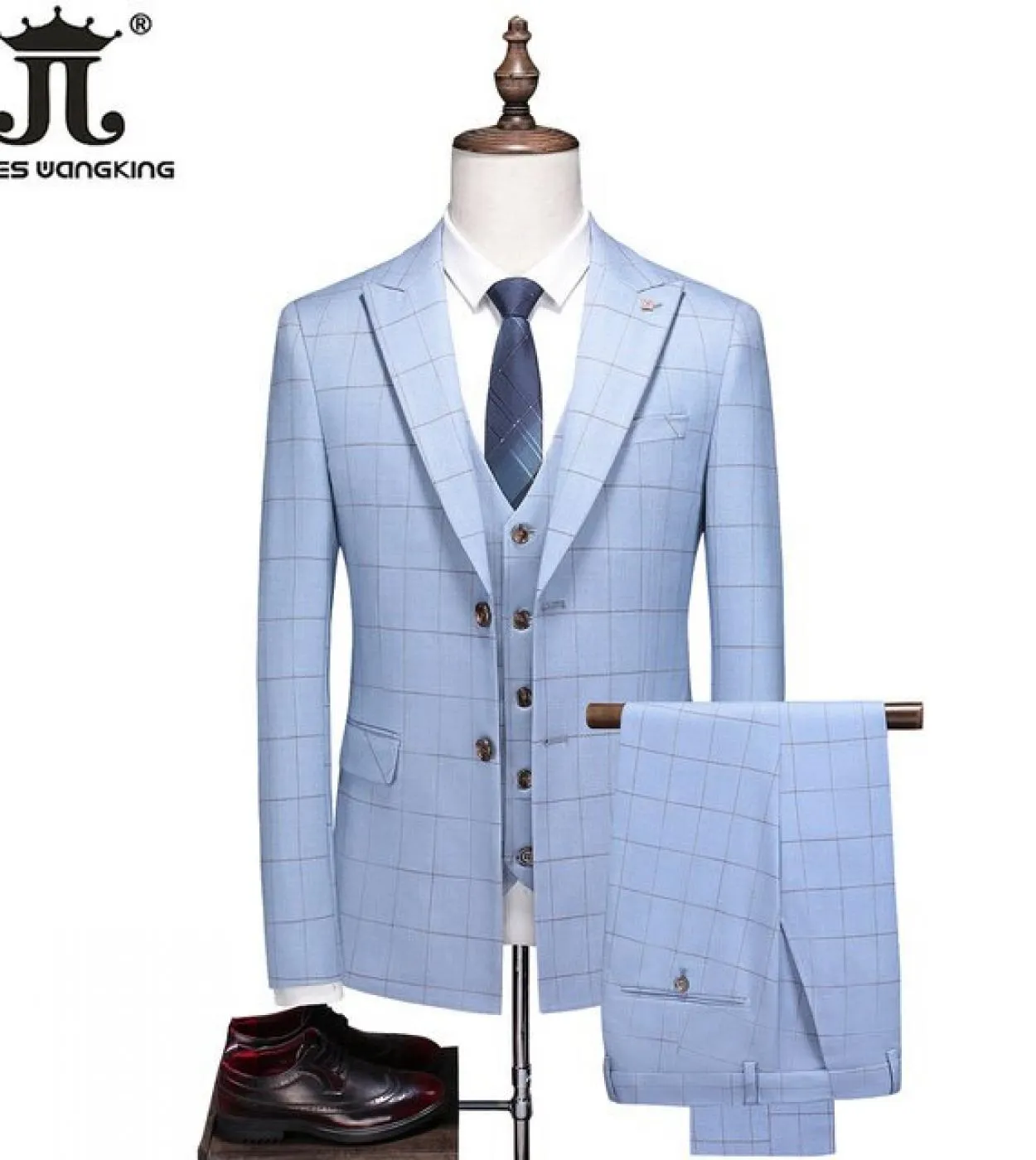 Giacca  Gilet  Pantaloni 2022 New Fashion Boutique Plaid Mens Casual Business Suit Sposo Abito da sposa formale Slim Plai