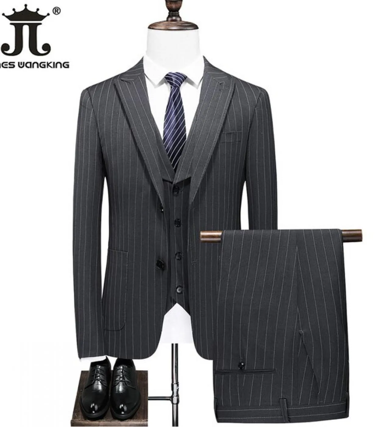 giacca  gilet  pantaloni Abiti da lavoro classici da lavoro a righe Abito da sposa sposo Abito slim fit 3 pezzi Set 5xl Prom