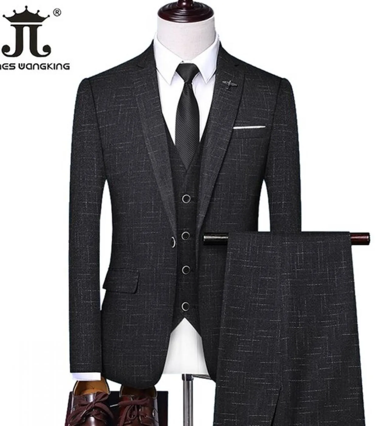 Giacca  gilet  pantaloni Abito da sposa da sposo Abito scozzese casual da lavoro 3 pezzi Abbigliamento da lavoro formale da