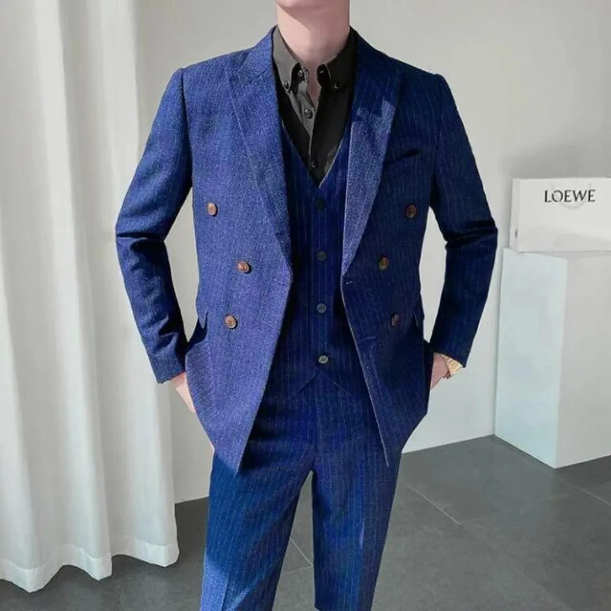 Giacca gilet pantaloni abito da uomo britannico tre pezzi slim party giacca formale da uomo d'affari personalizzata di fascia al