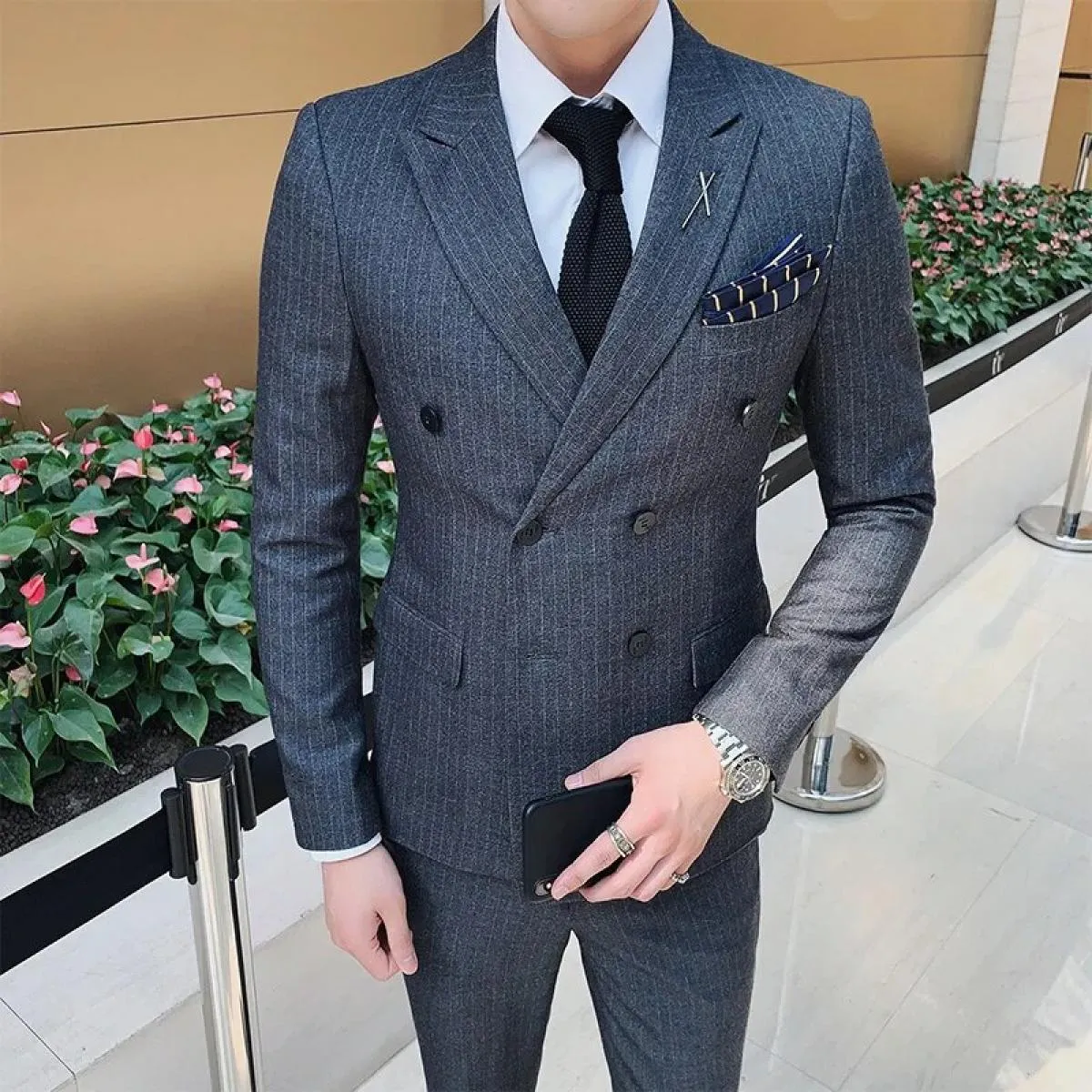 Giacca gilet pantaloni abito da uomo britannico tre pezzi slim party giacca formale da uomo d'affari personalizzata di fascia al