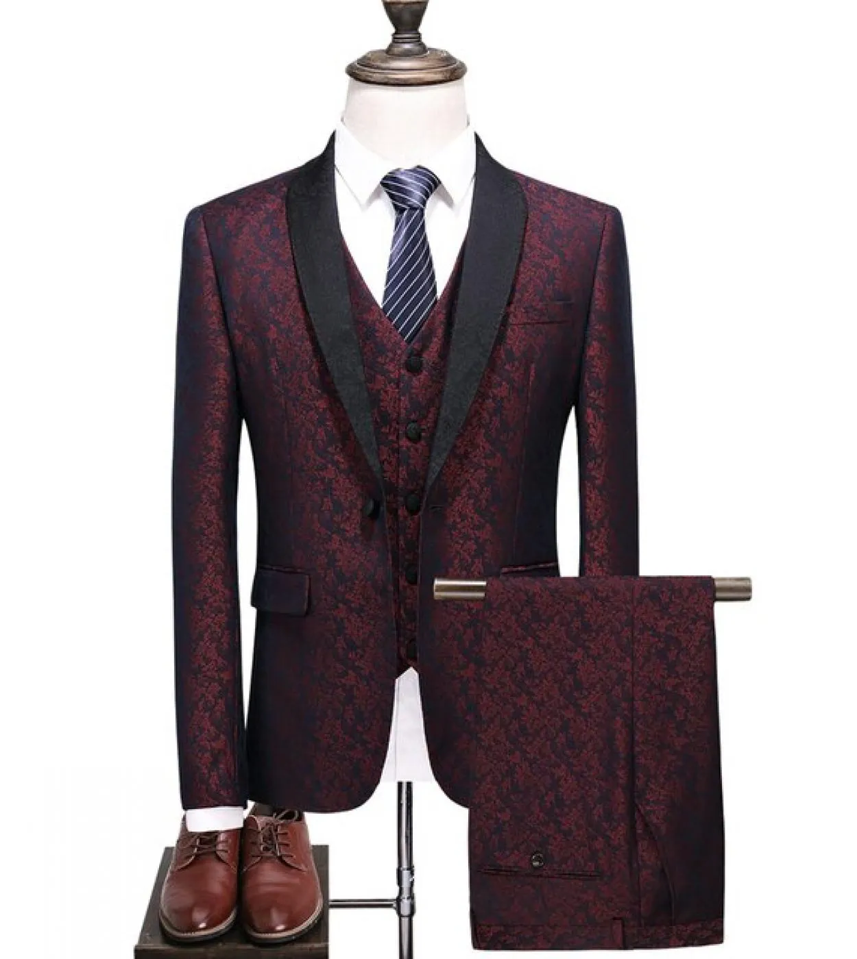 Giacca  gilet  pantaloni Abito elegante floreale Abiti da uomo Abito da sposa sposo Abito da cerimonia formale di fascia alt