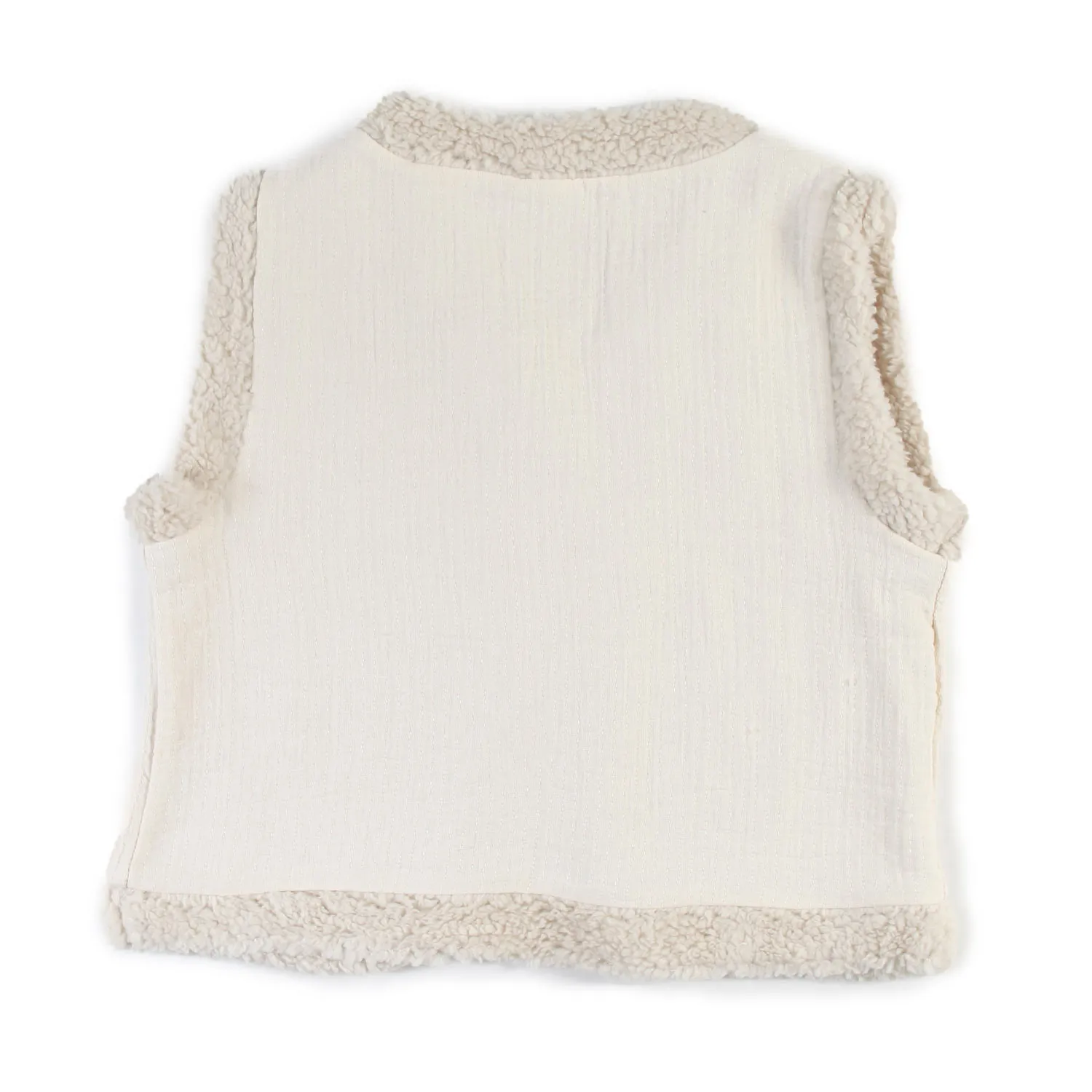 Gilet Babe And Tess Ecru Con Fiori Blu Bambina