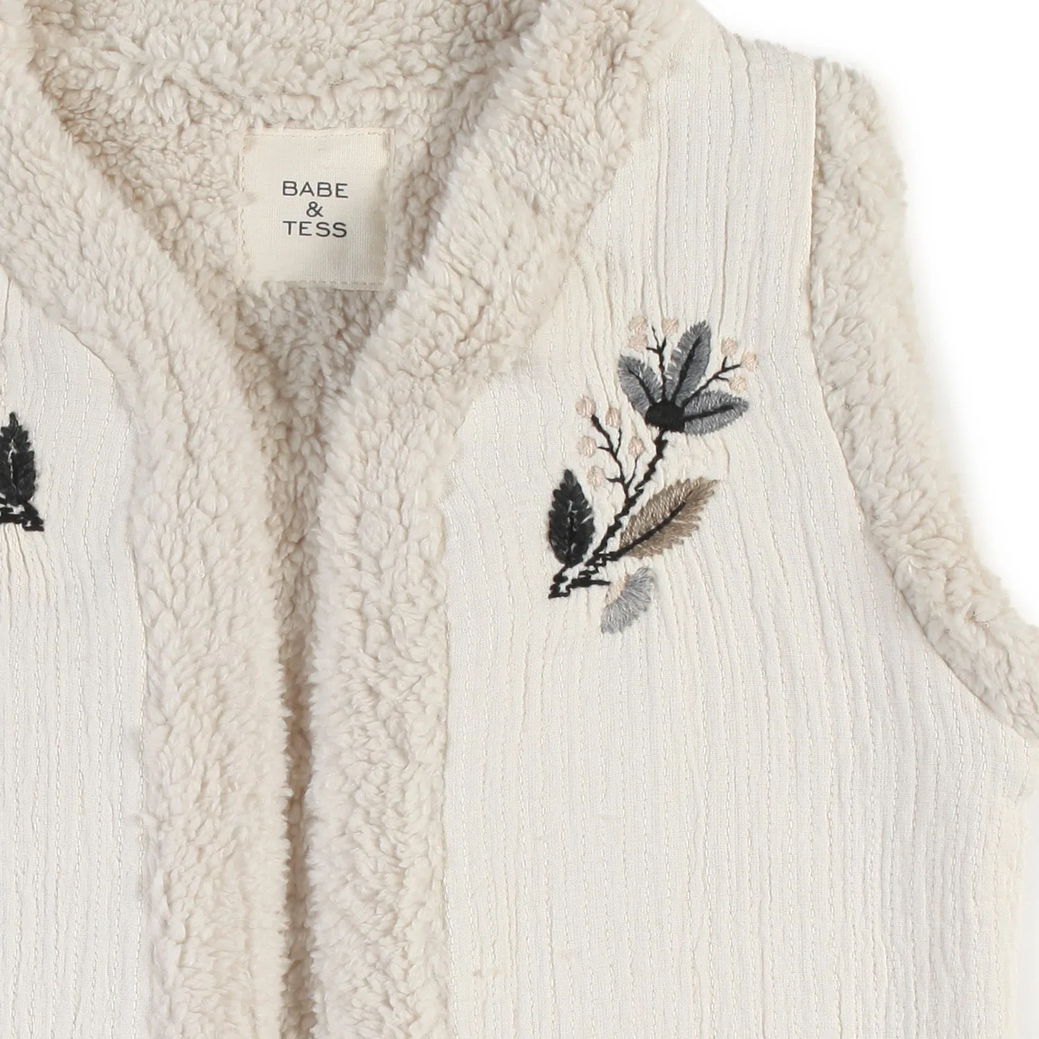 Gilet Babe And Tess Ecru Con Fiori Blu Bambina