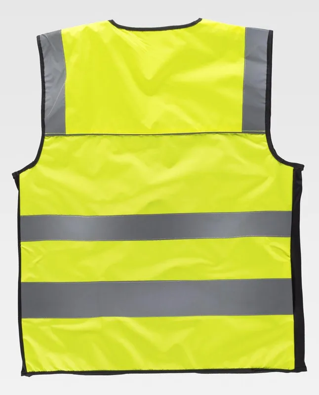 Gilet multitasche ad alta visibilità Nastri riflettenti di diverse dimensioni EN ISO 20471: 2013 Giallo AV Nero