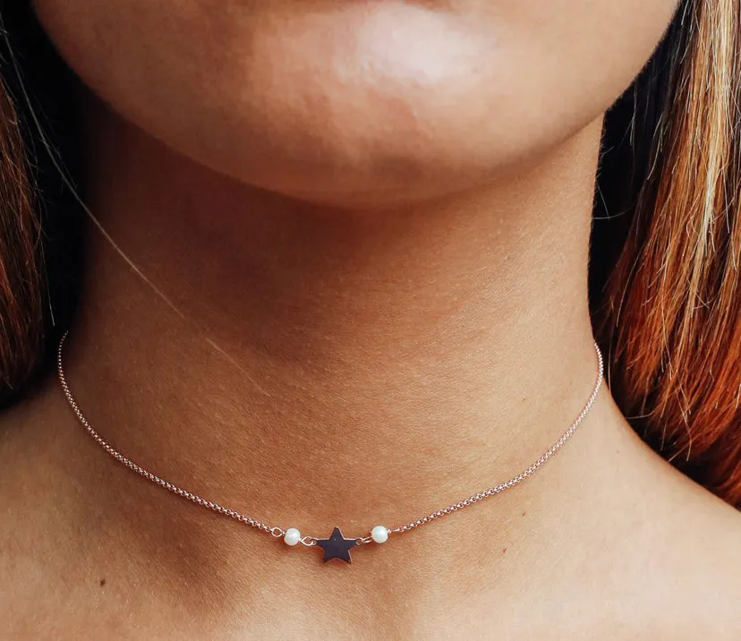 Girocollo stella o cuore con perla