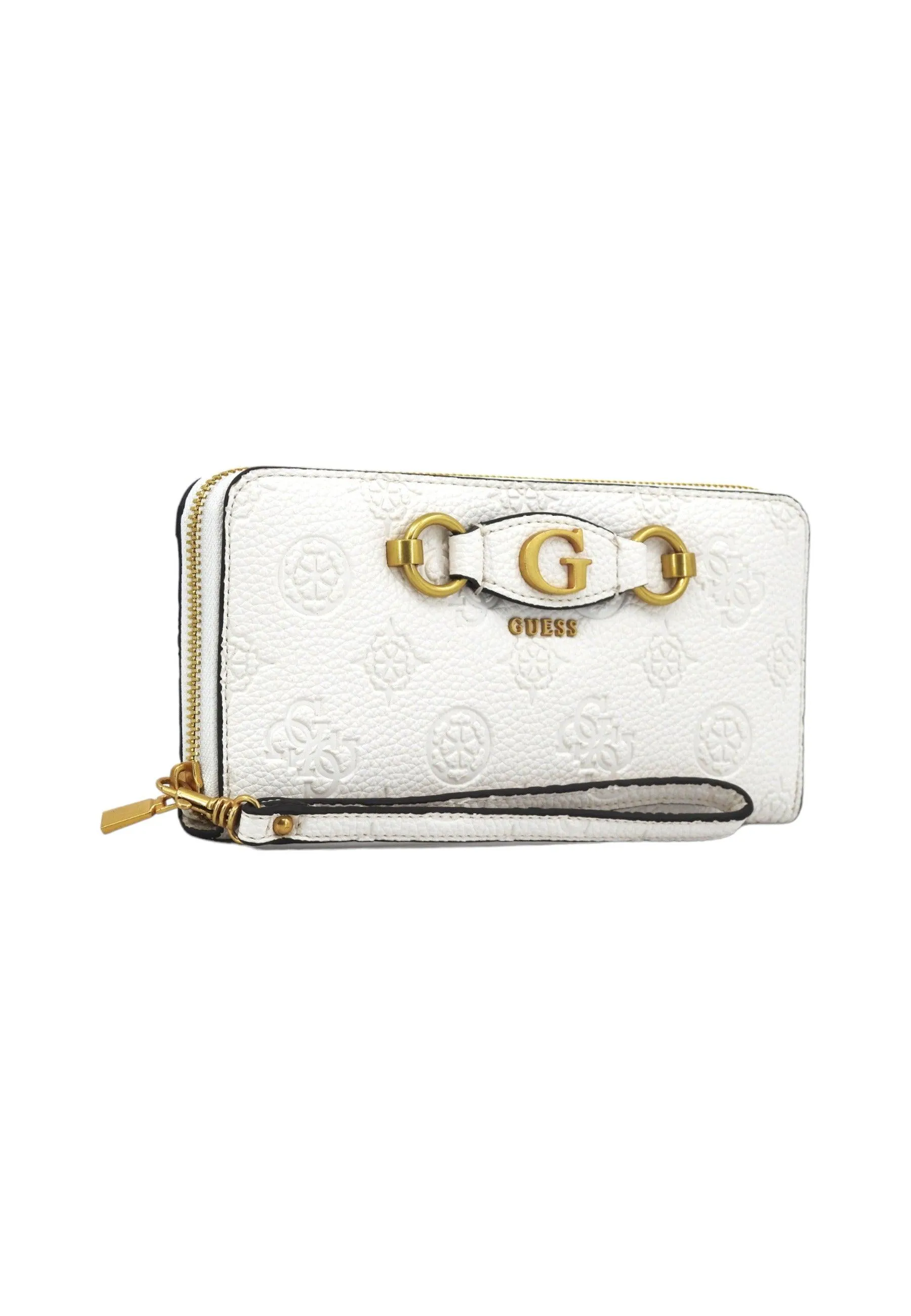 GUESS Izzy Peony Portafoglio Donna Stone Logo Bianco PD920946