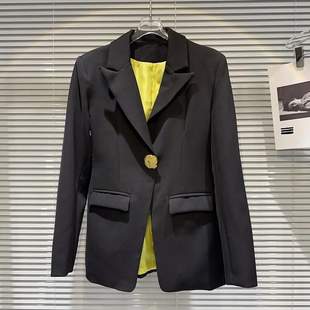 High Street Newest Autunno Inverno 2023 Giacca firmata da donna Blazer con un bottone Gilet con bretelle Set di due pezzi