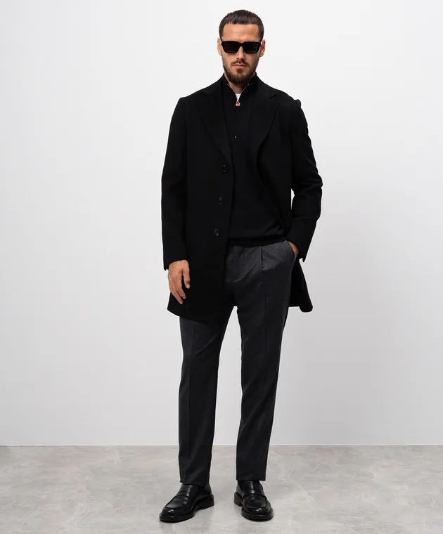 Kiton Maglia nera in cashmere e seta UMK1372