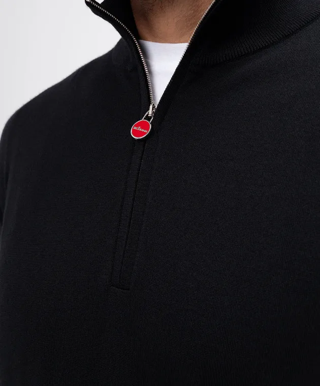 Kiton Maglia nera in cashmere e seta UMK1372