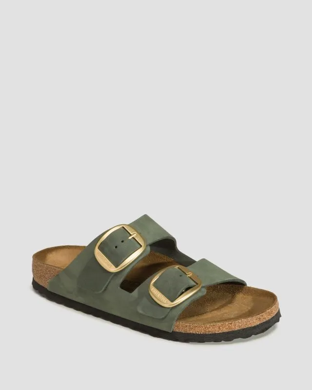 Klapki damskie Birkenstock Arizona Big Buckle LENB Zielone 1025367-thyme