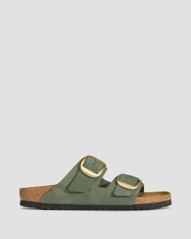 Klapki damskie Birkenstock Arizona Big Buckle LENB Zielone 1025367-thyme