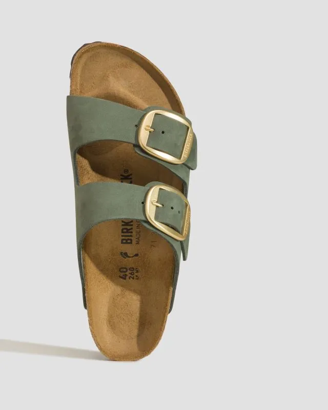Klapki damskie Birkenstock Arizona Big Buckle LENB Zielone 1025367-thyme