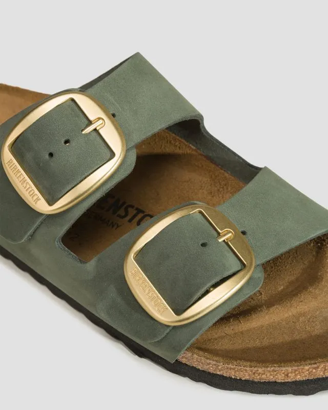 Klapki damskie Birkenstock Arizona Big Buckle LENB Zielone 1025367-thyme