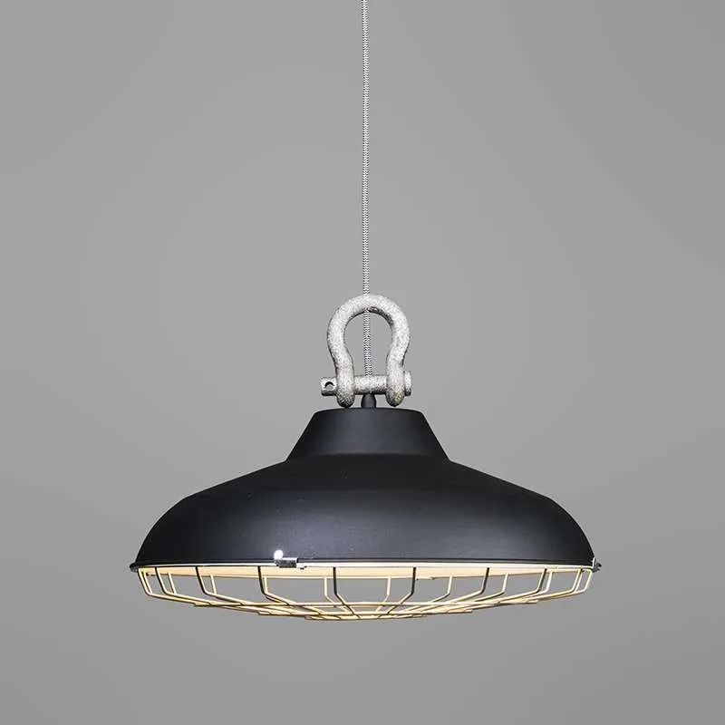 Lampada a sospensione 'Strijp' industriale nera/metallo - adatta per LED / interna