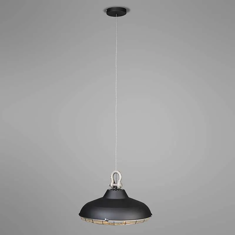 Lampada a sospensione 'Strijp' industriale nera/metallo - adatta per LED / interna