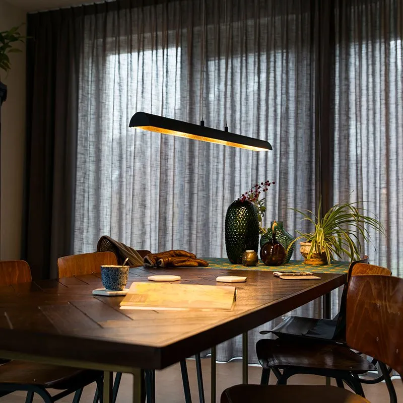 Lampada a sospensione nera con interno dorato incluso LED - Balo 4