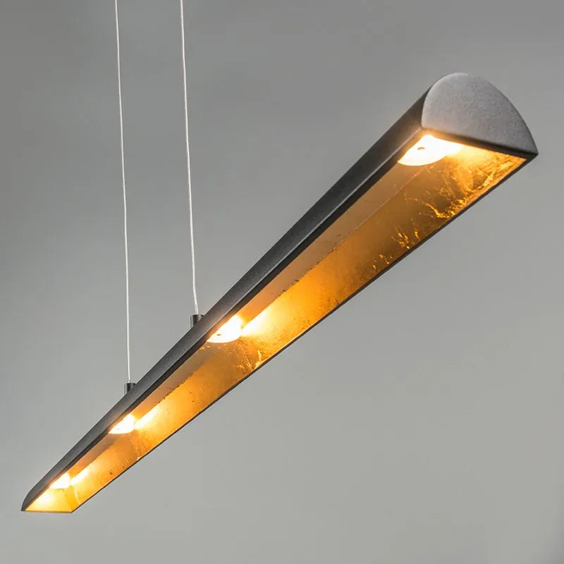 Lampada a sospensione nera con interno dorato incluso LED - Balo 4