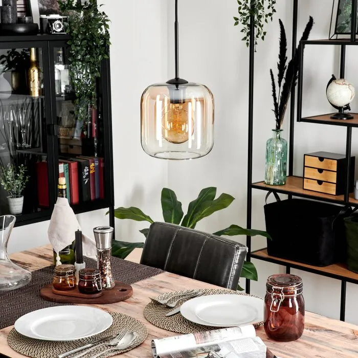 Lauden Lampadario a sospensione Vetro 20cm Ambrato, Chiaro, 1-Luce