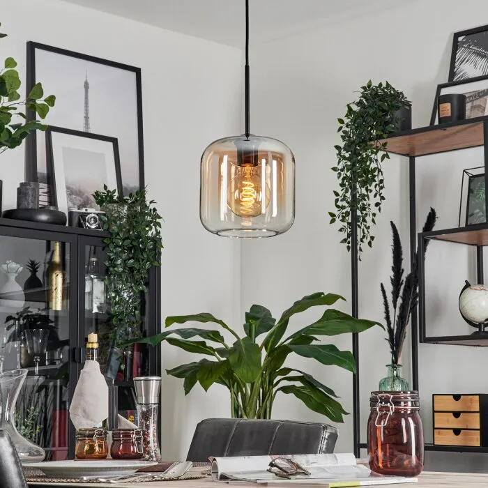 Lauden Lampadario a sospensione Vetro 20cm Ambrato, Chiaro, 1-Luce