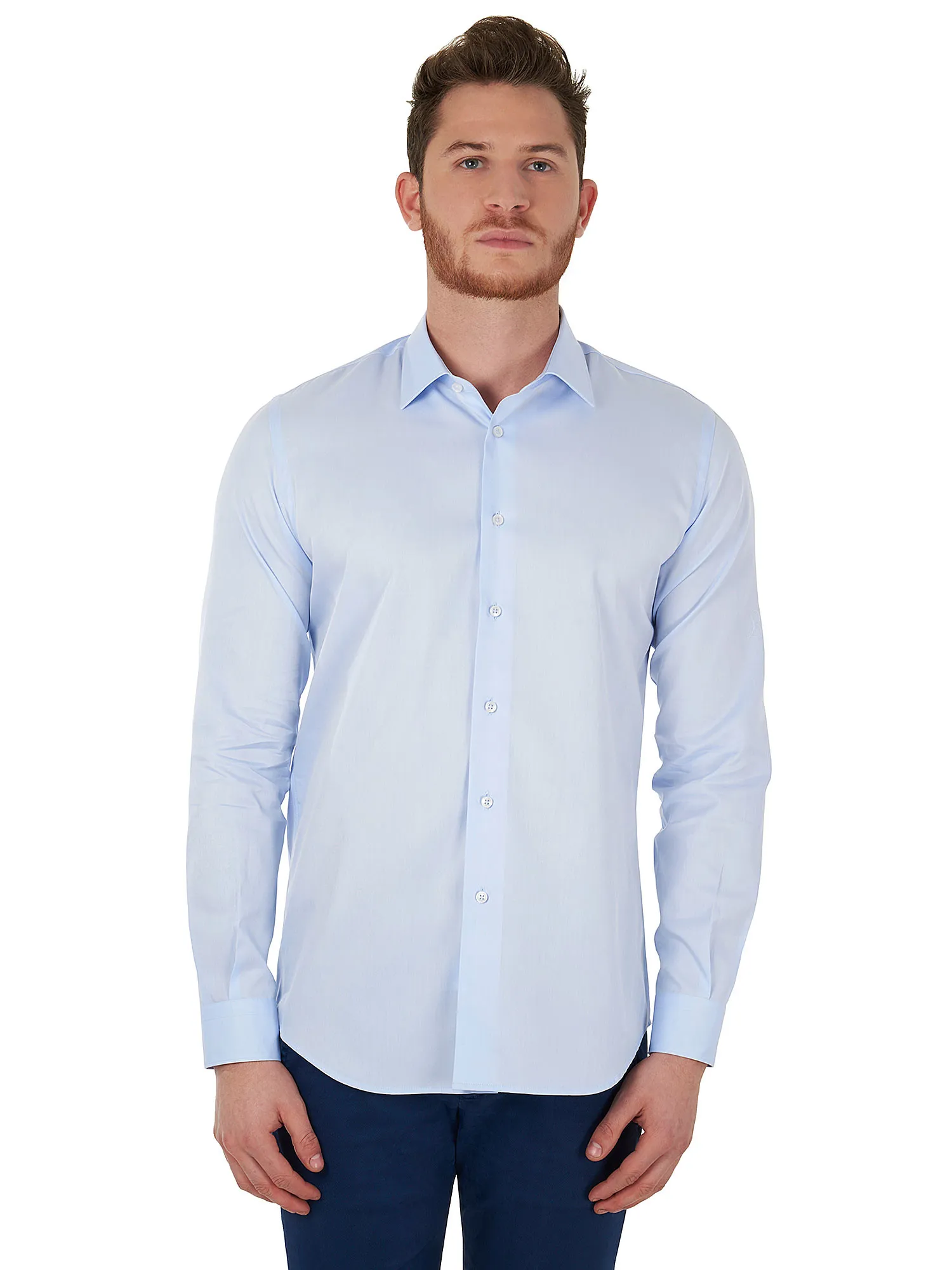 Light-blue Twill double twisted yarn shirt