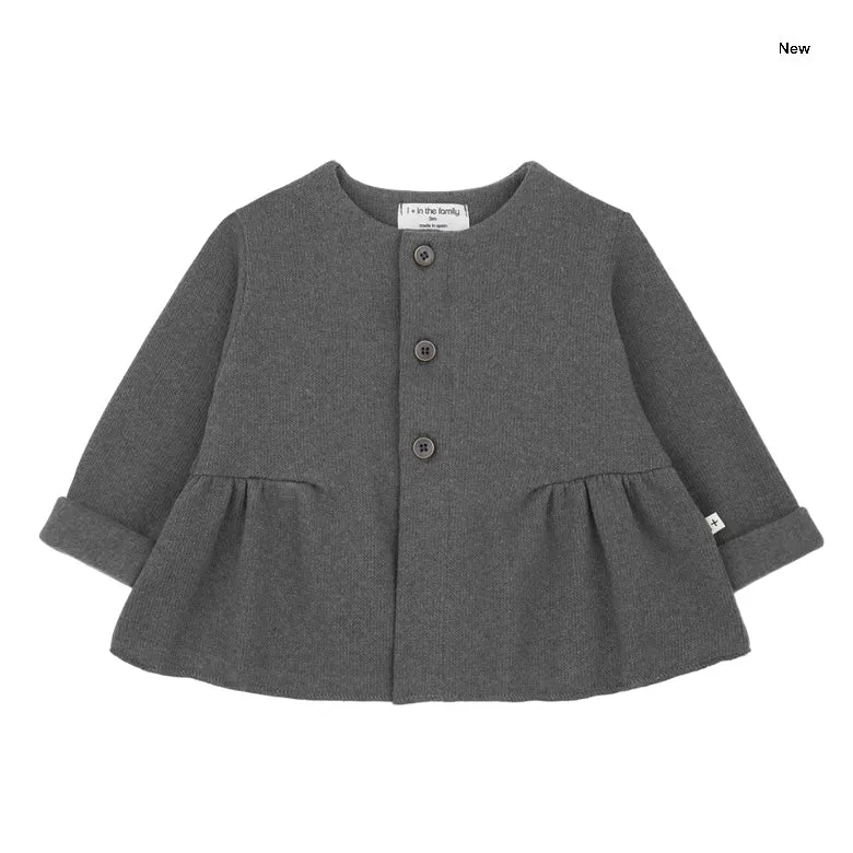 Maglia grigia con balza per neonata