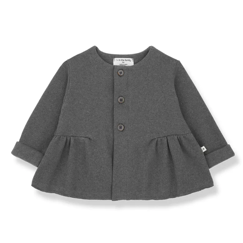 Maglia grigia con balza per neonata