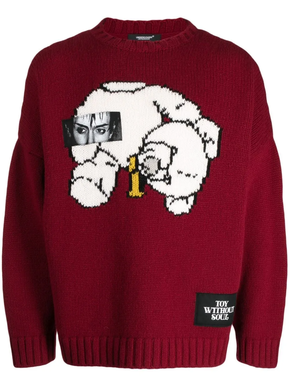 Maglione con intarsio in rosso - uomo