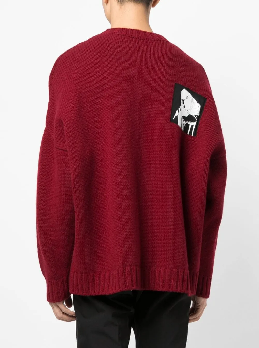 Maglione con intarsio in rosso - uomo
