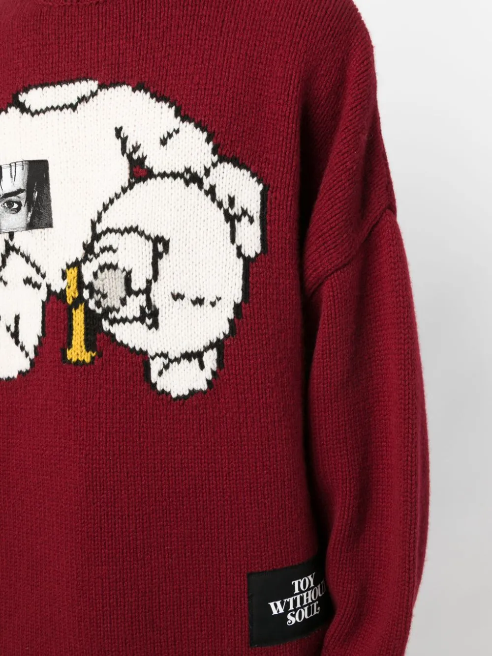 Maglione con intarsio in rosso - uomo