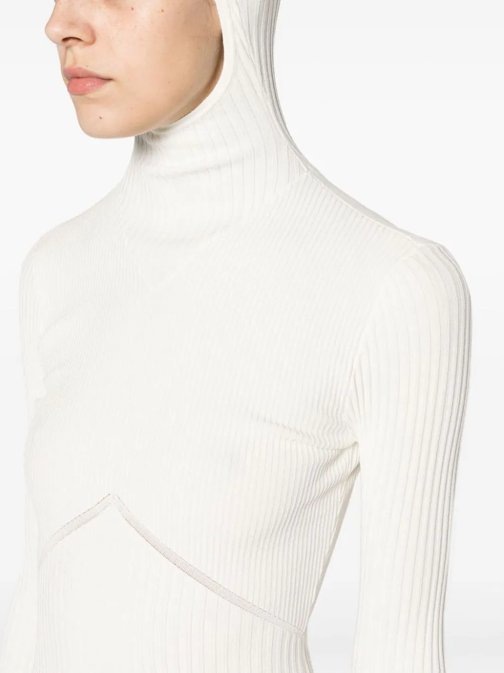 Maglione con passamontagna in bianco - donna