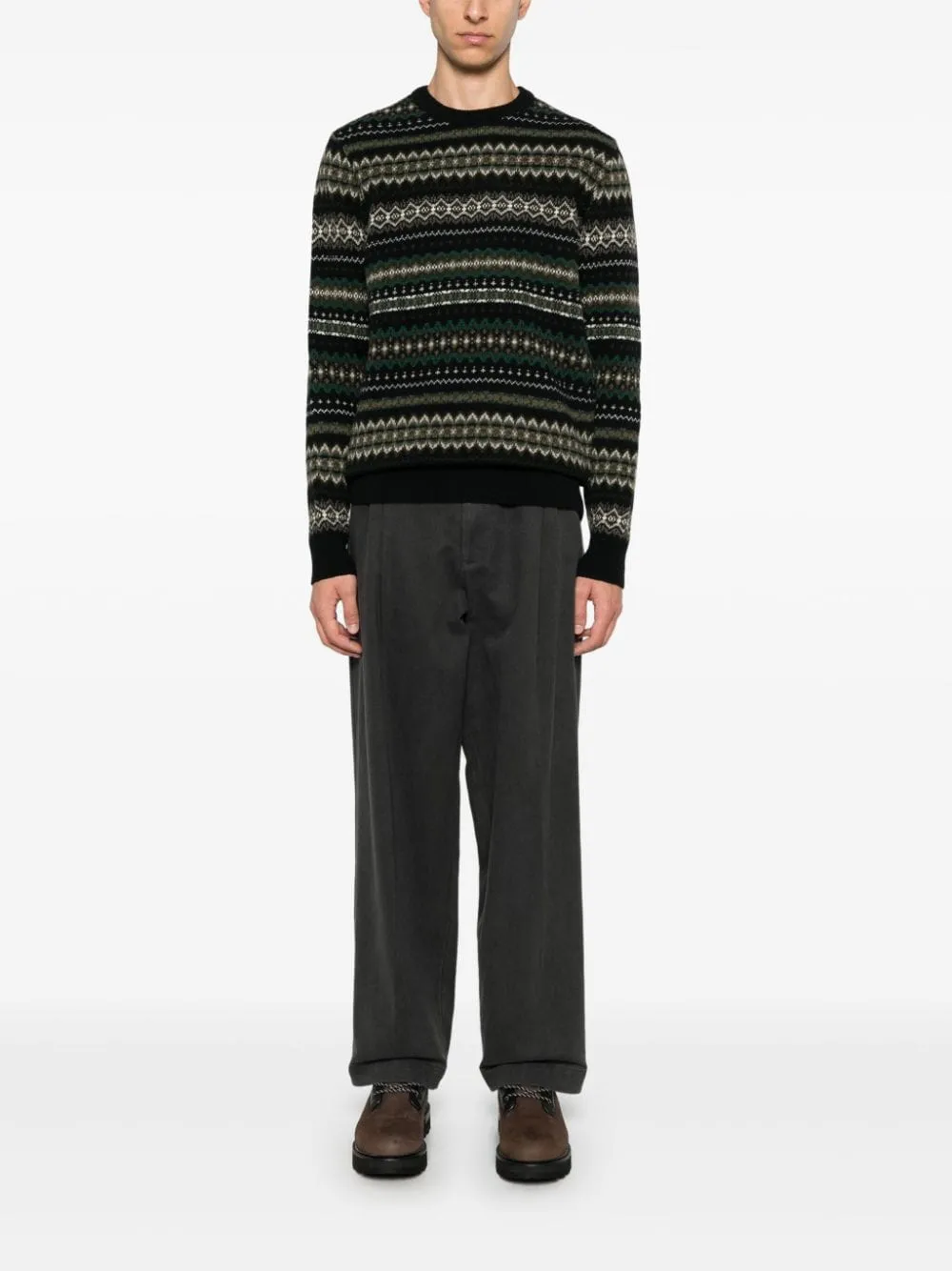 Maglione Fair Isle in nero di Barbour - uomo