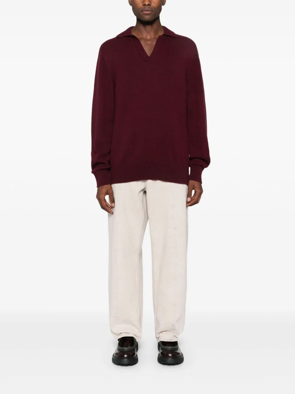 Maglione in maglia fine in bordeaux Laneus - uomo