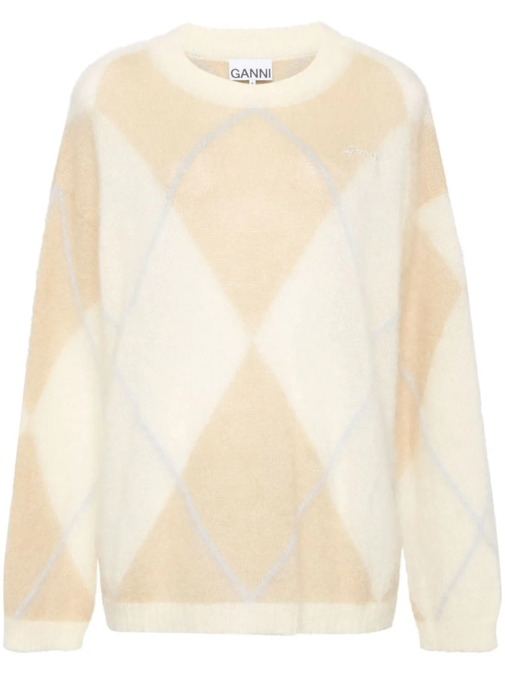 Maglione in mohair con ricamo in rosa chiaro Ganni - donna
