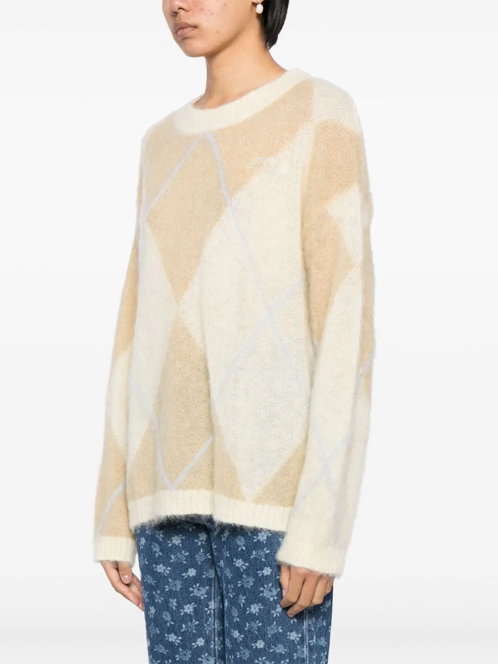 Maglione in mohair con ricamo in rosa chiaro Ganni - donna