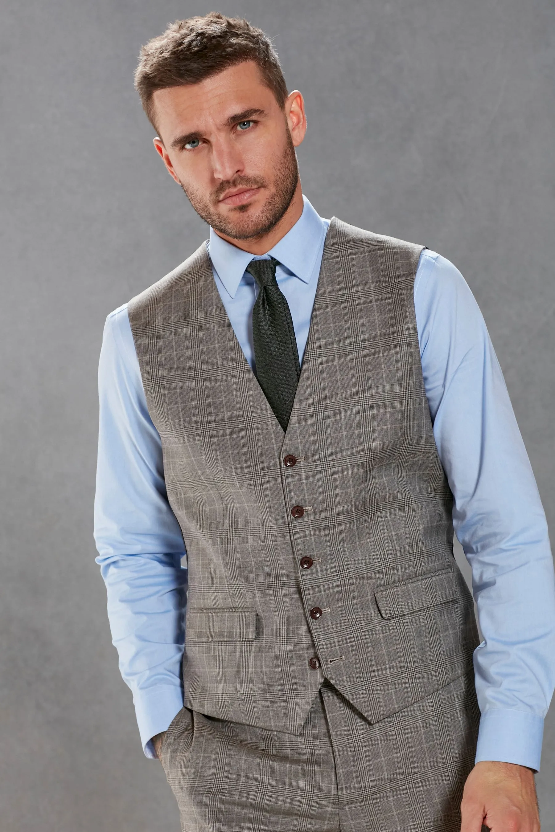 Neutro  - Signature - Maglia in tessuto britannico A quadri regular - Gilet da completo vestibilità