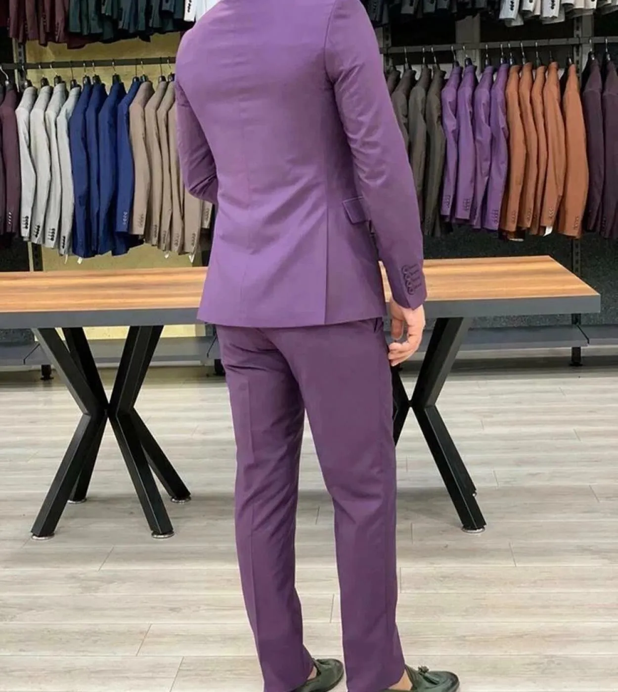 Nuovi abiti da uomo viola 3 pezzi Gilet doppio petto Costume Homme Slim Fit Smoking da sposa Sposo Prom Terno Masculino Bla