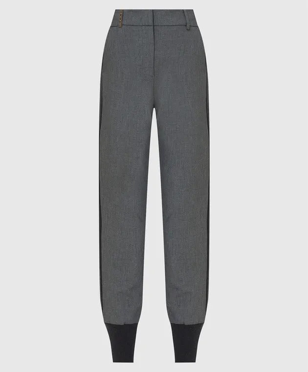 Peserico Pantaloni grigi a righe P04830A1917