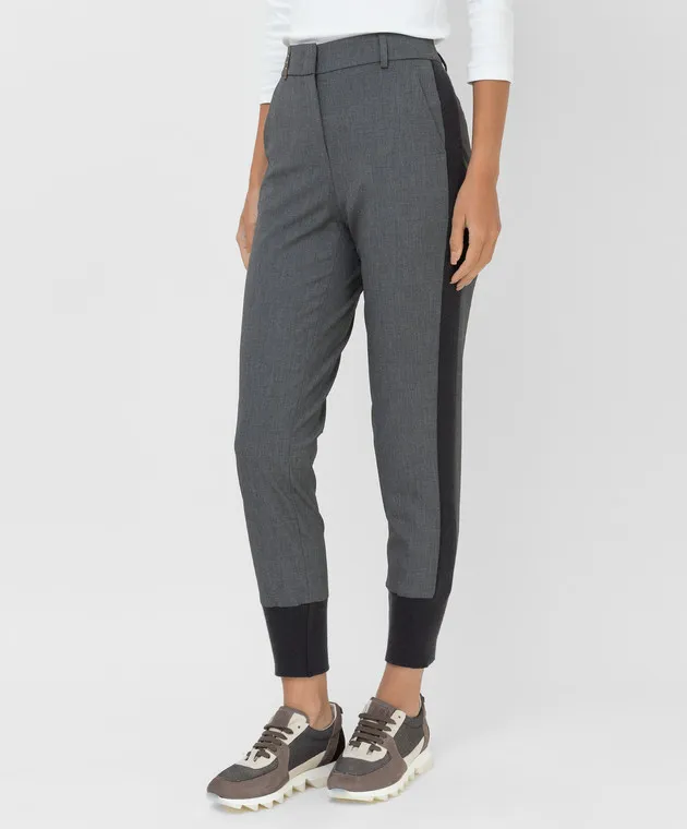 Peserico Pantaloni grigi a righe P04830A1917