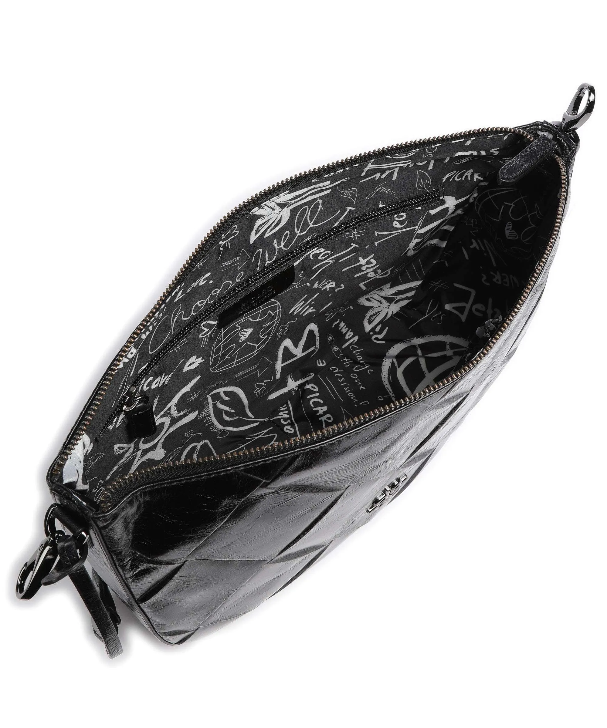  Picard Carre Borsa a spalla pelle di vacchetta goffrata nero  