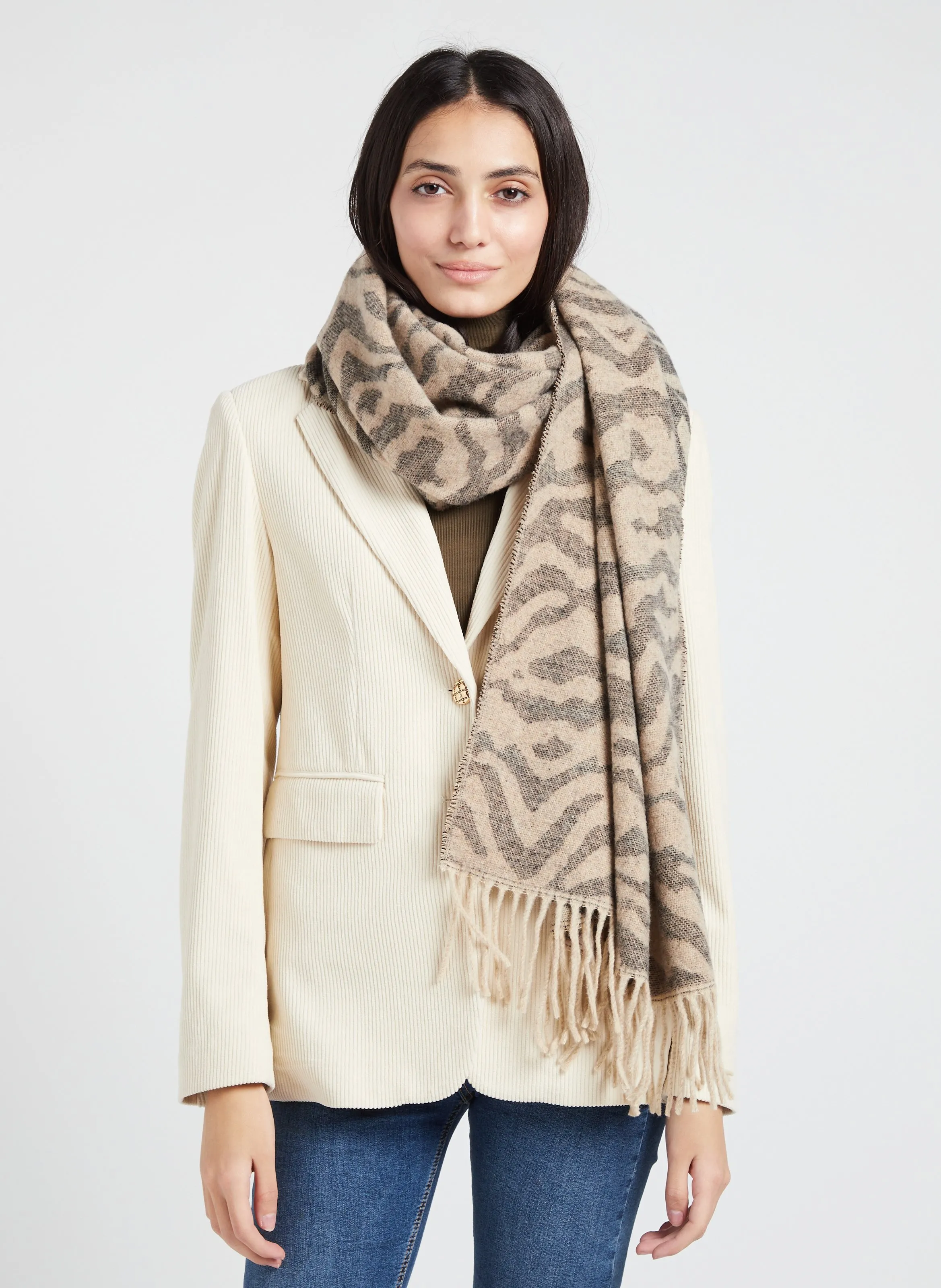  PIECES   JIRA - Sciarpa in jacquard leopardato | Beige
