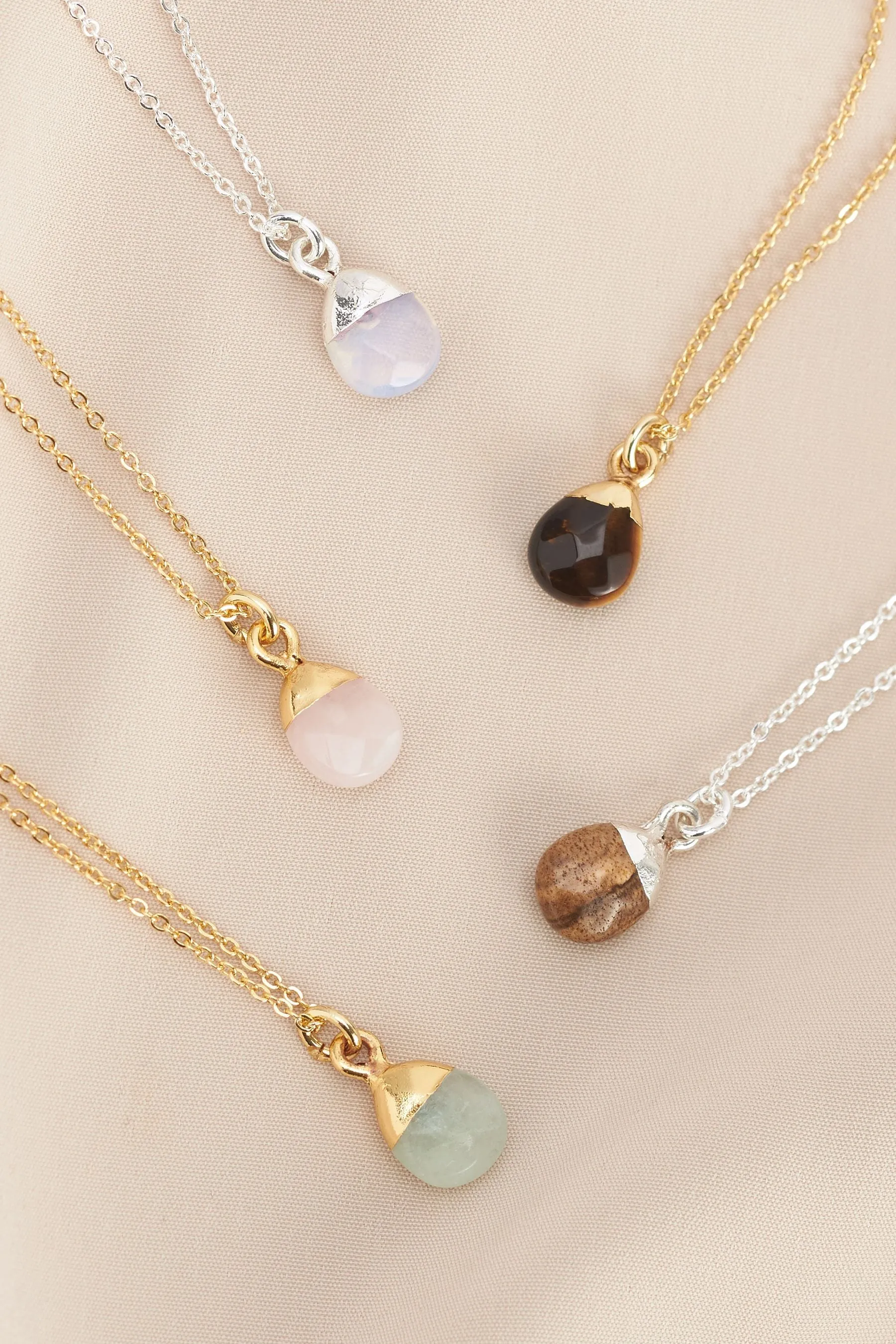 Placcatura oro/argento  - Collana con pietra semipreziosa