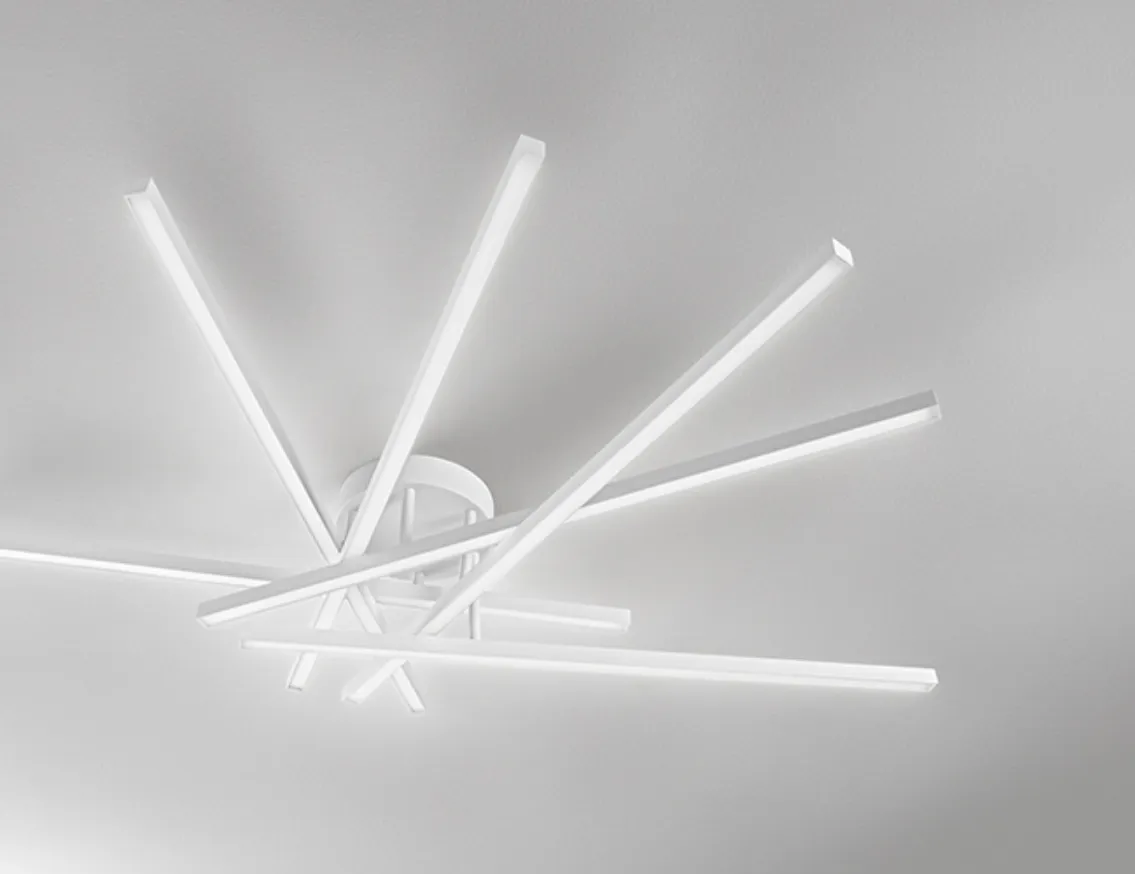 Plafoniera Bianca 6 Bacchette Led 70w CCT 3000K 4000K 6000K Syncro Perenz 8050 B CT