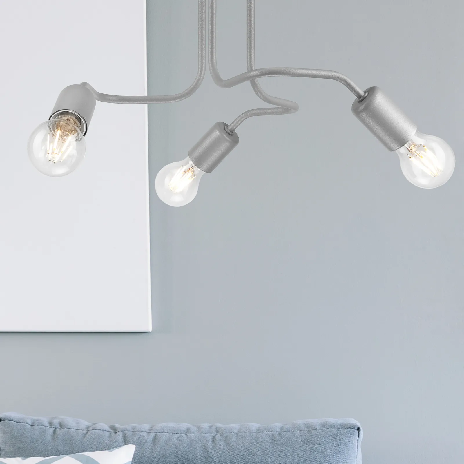 Plafoniera Joiy, ripartita, 3 luci, grigio