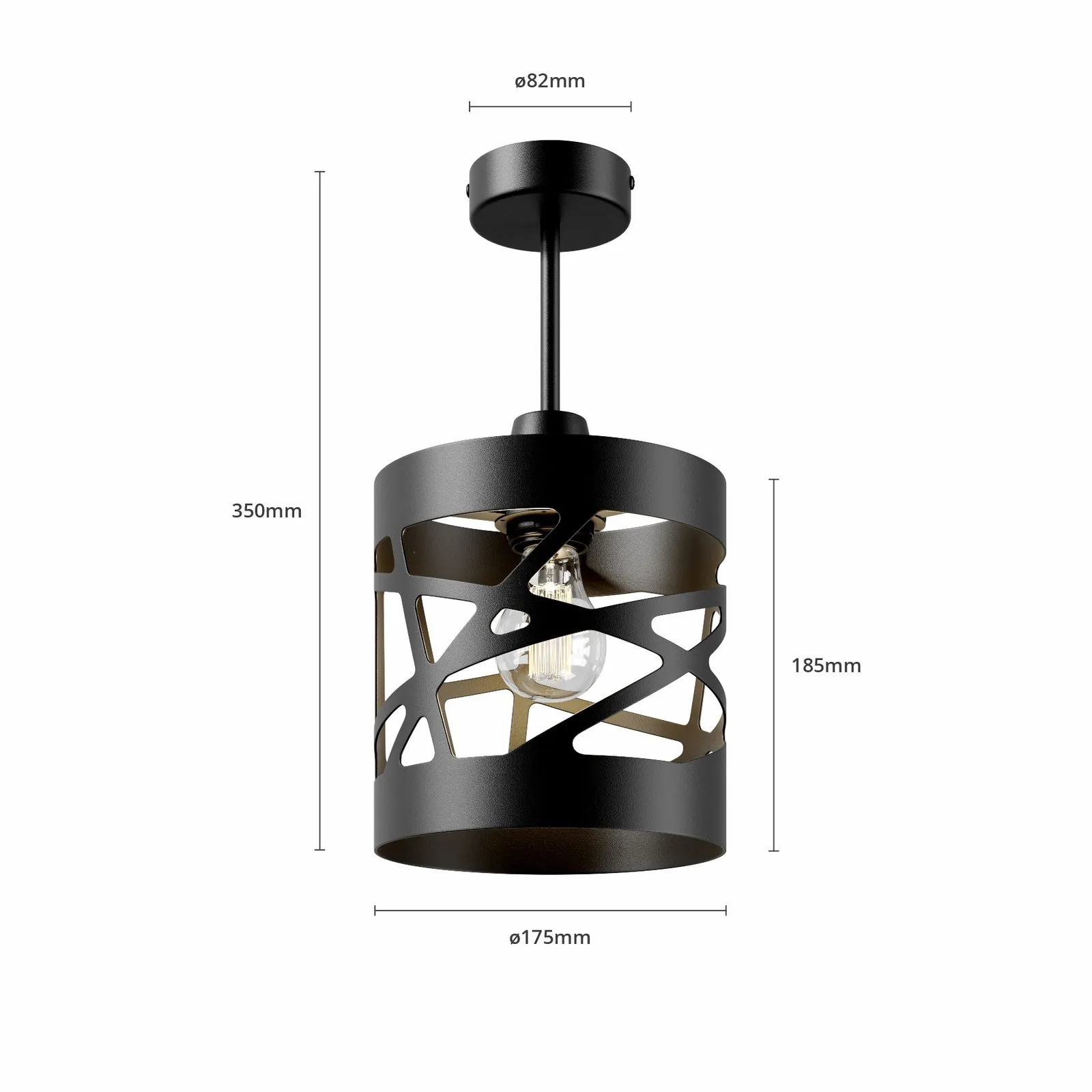Plafoniera Modul Frez campione paralume 17,5 cm nero