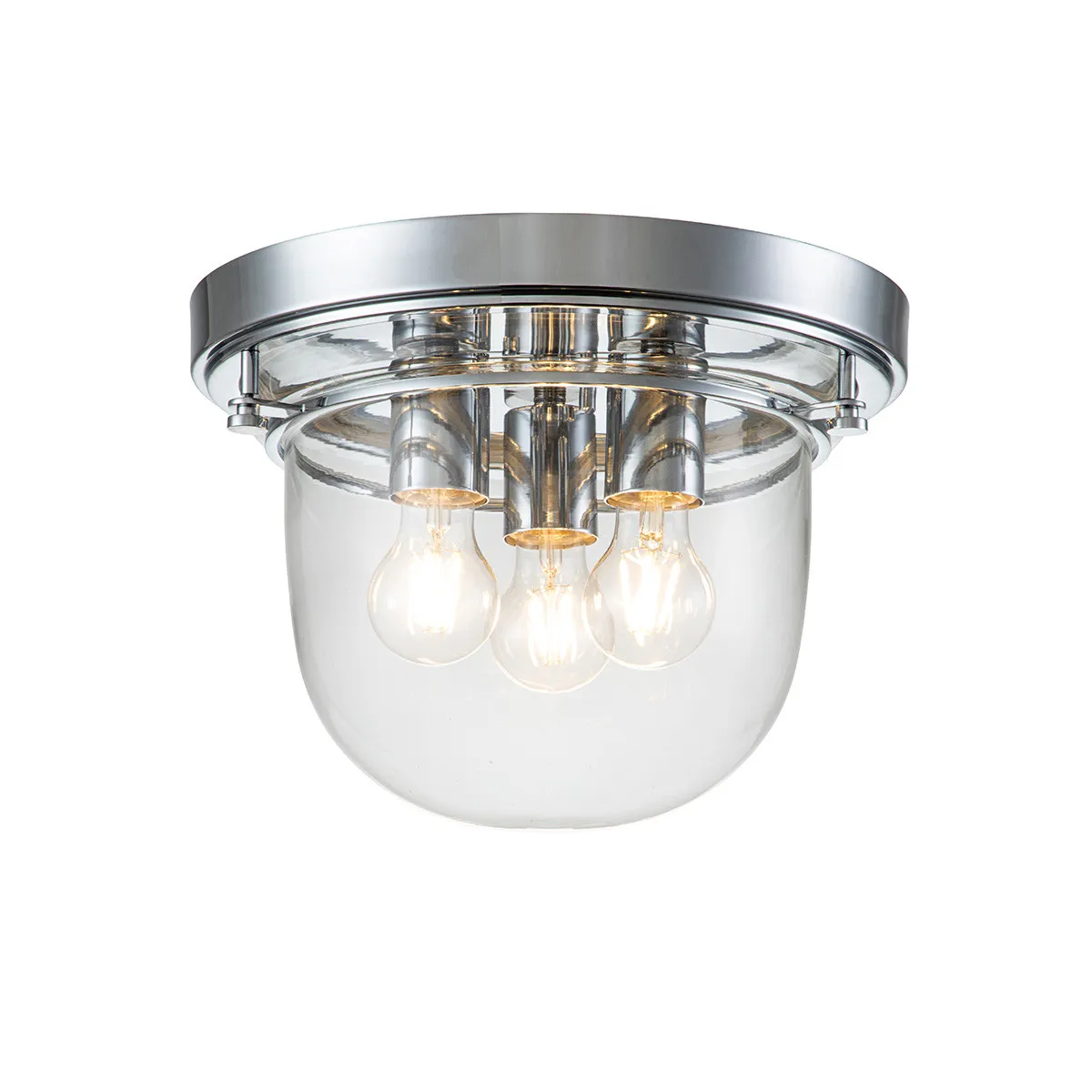 Quoizel  Plafoniera grande per bagno con struttura in acciaio e campana in vetro a 3 luci Whistling - 40W