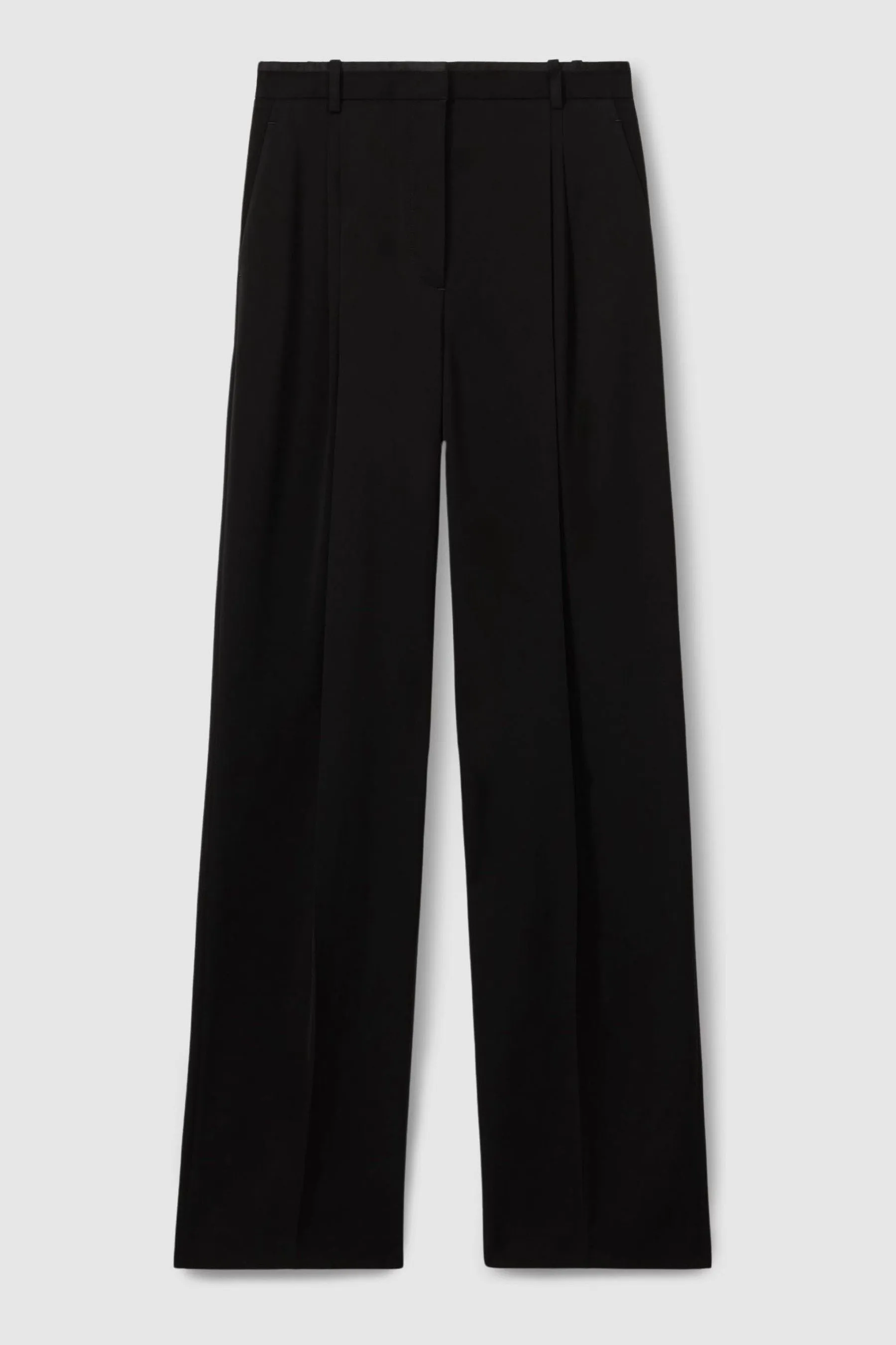 Reiss Lydia Double Pleat Wide Leg Tux Trousers    